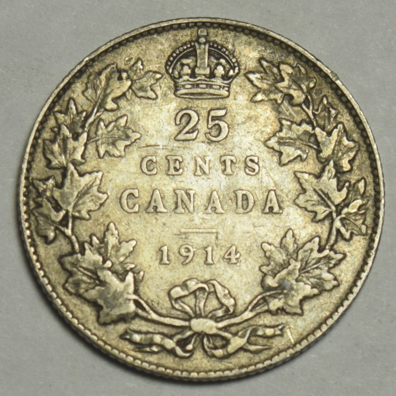 1914 Canadian Quarter . . . . VF/XF