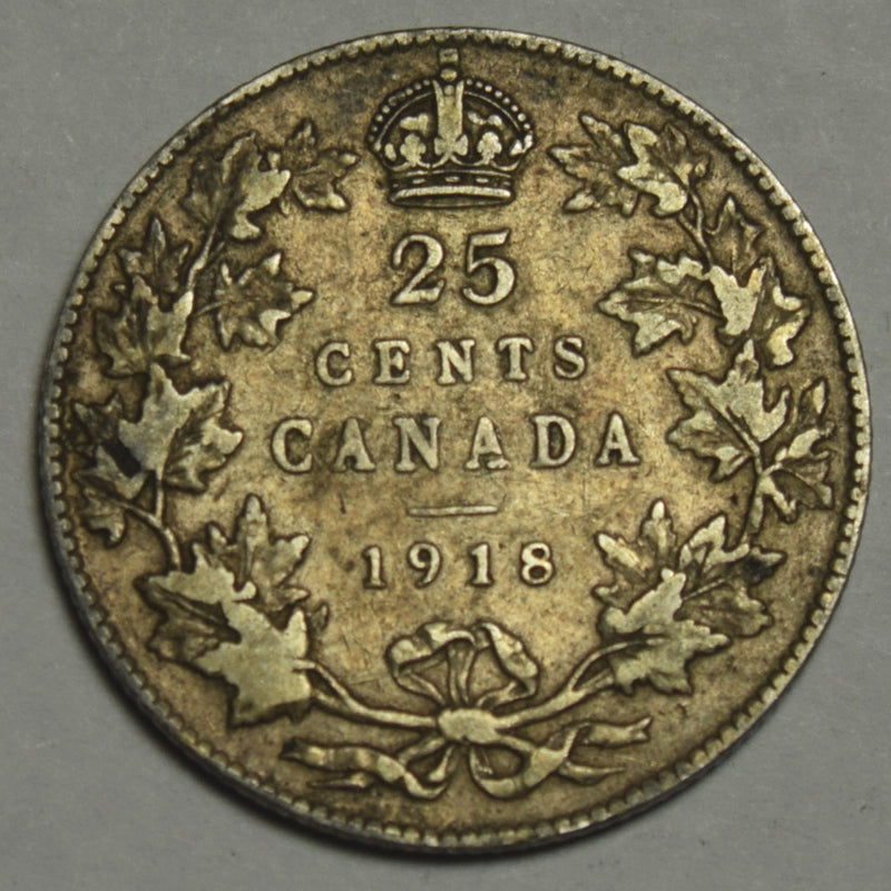 1918 Canadian Quarter . . . . VF/XF