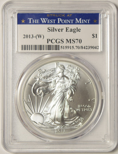 2013(W) Silver Eagle . . . . PCGS MS-70 Struck at West Point Mint