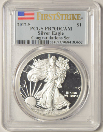 2017-S Silver Eagle PCGS PR-70 DCAM First Strike Congratulations Set