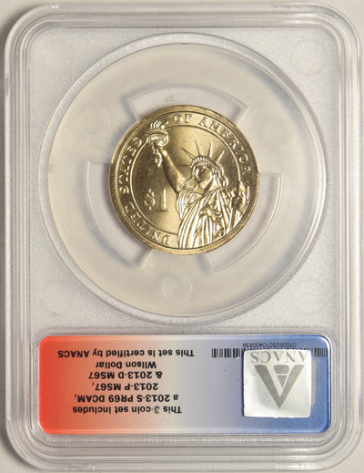 2013-D Wilson Presidential Dollar . . . . ANACS MS-67 First Day of Issue
