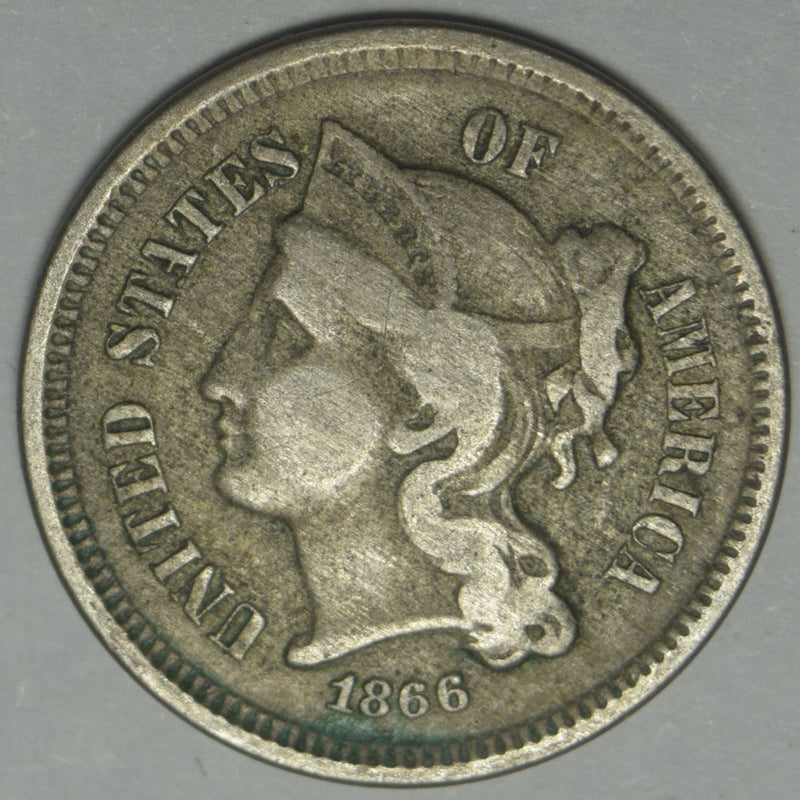 1866 Nickel Three Cent Piece VF/XF