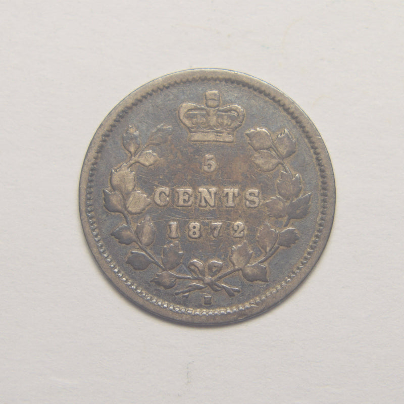 1872-H Canadian 5 Cents Fine/VF