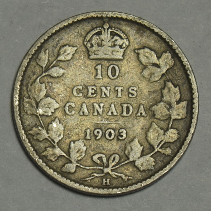 1903-H Large H Canadian 10 Cents . . . . Fine