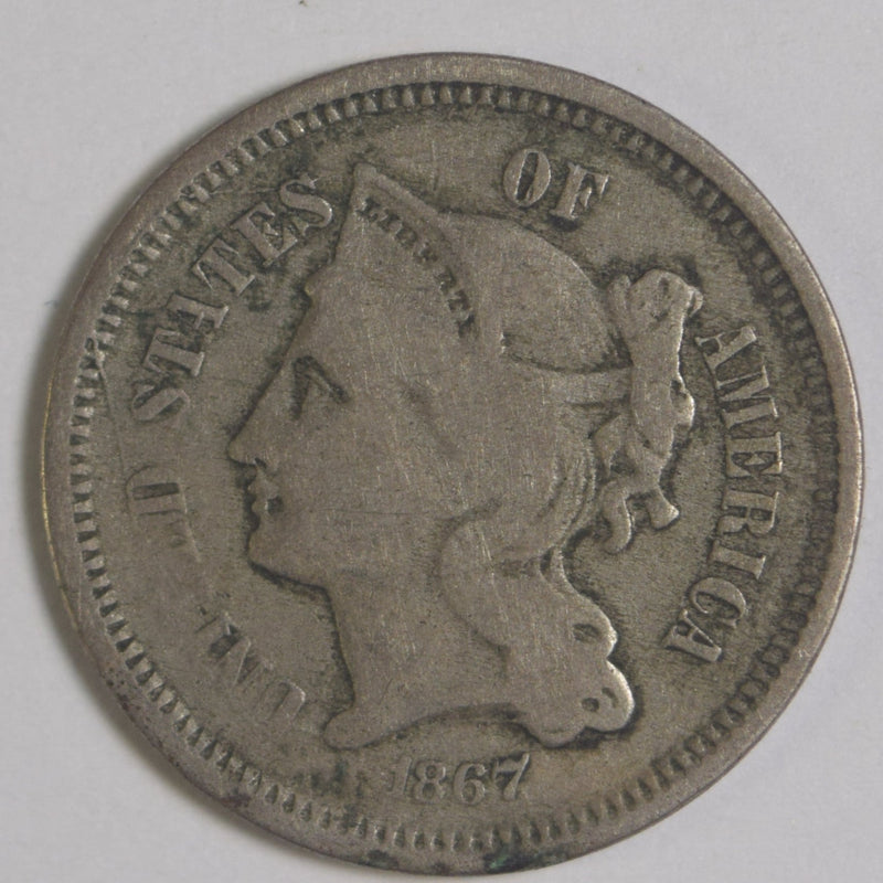 1867 Nickel Three Cent Piece . . . . Very Good