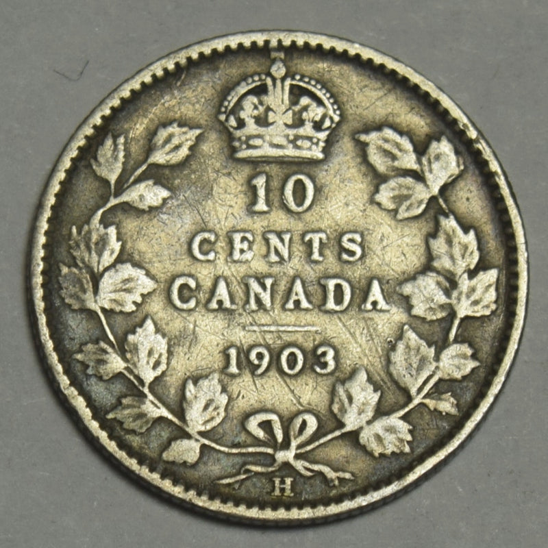 1903-H Large H Canadian 10 Cents . . . . Fine/VF
