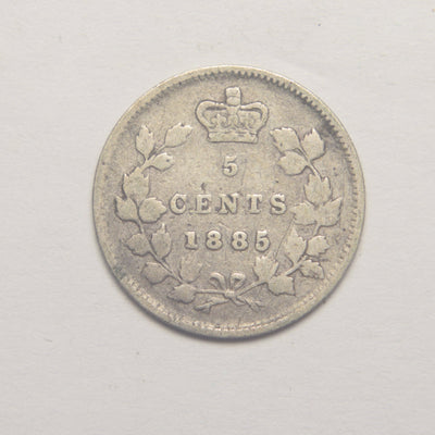 1885 Small 5 Canadian 5 Cents Very Fine