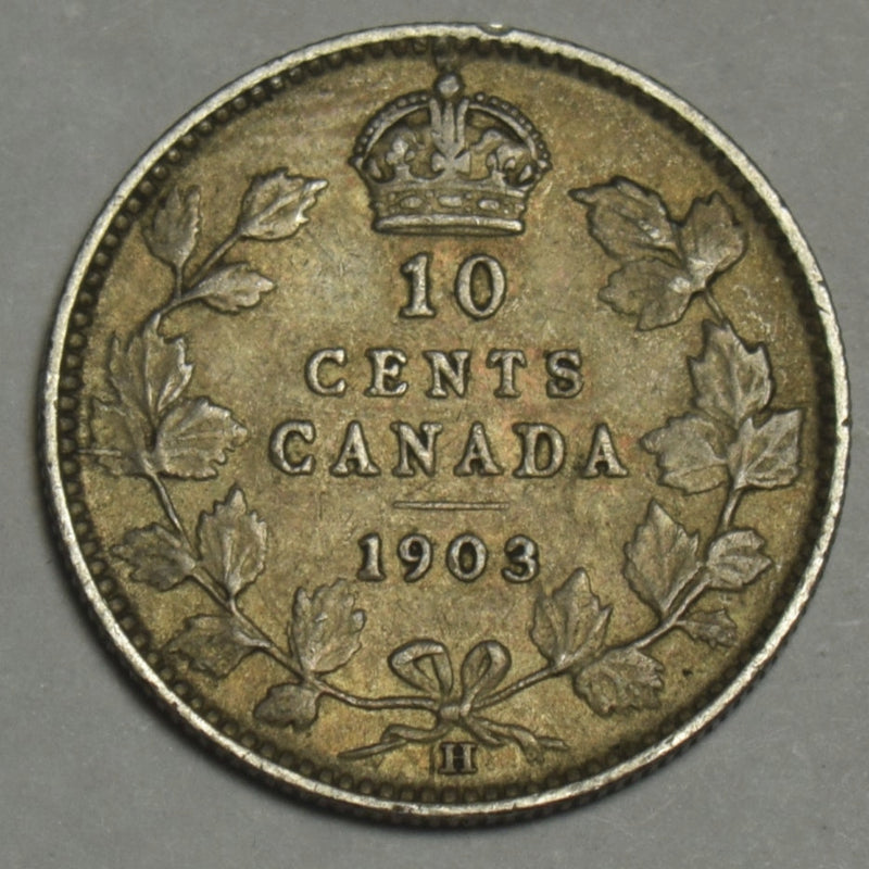 1903-H Large H Canadian 10 Cents . . . . VF/XF