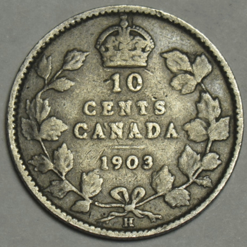 1903-H Small H Canadian 10 Cents . . . . Fine/VF