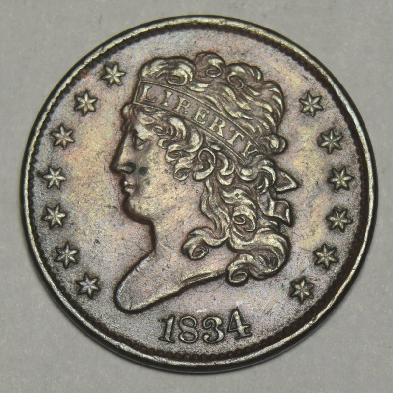 1834 Braided Hair Half Cent . . . . Select Uncirculated Brown
