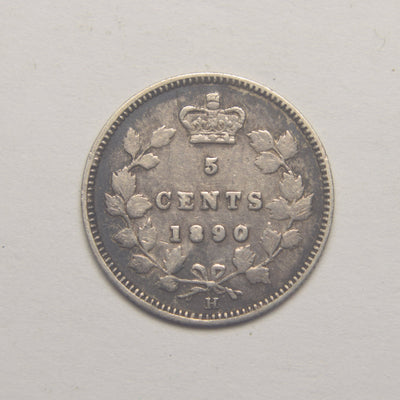 1890-H Canadian 5 Cents VF/XF