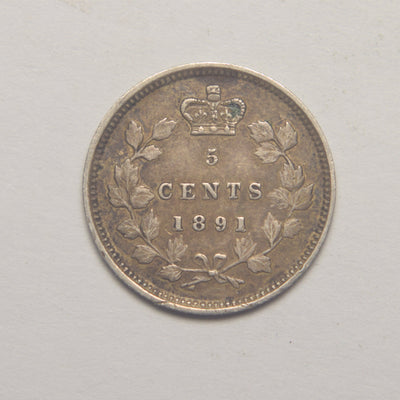 1891 Canadian 5 Cents Extremely Fine