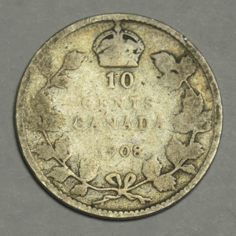 1908 Small 8 Canadian 10 Cents . . . . Good