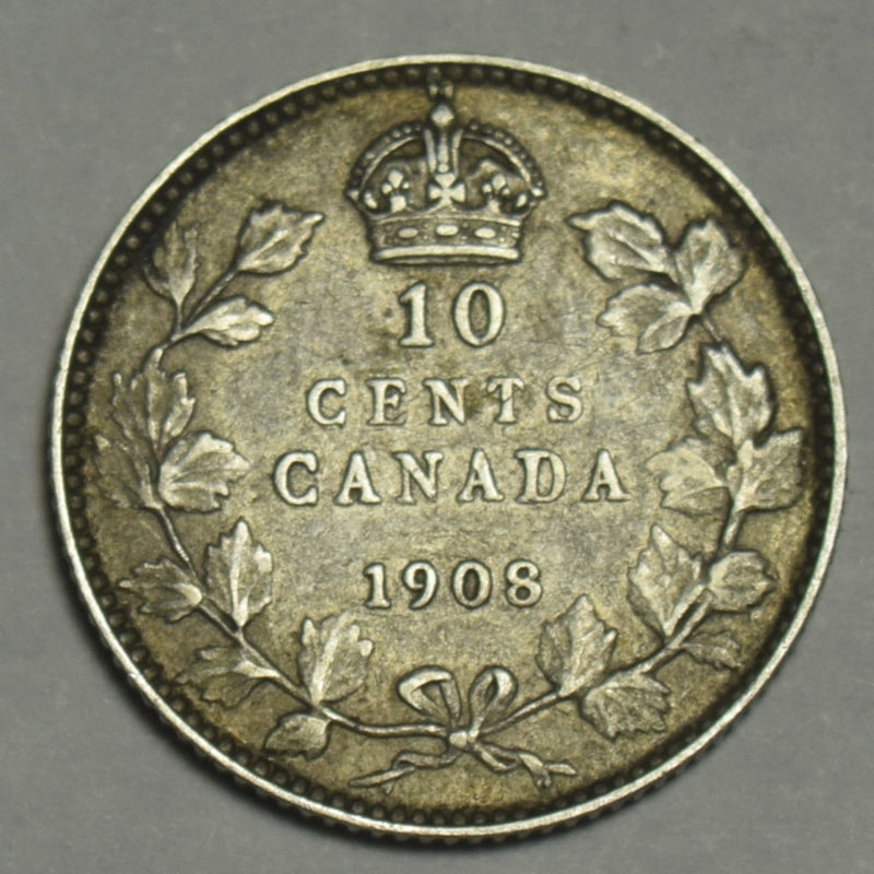 1908 Small 8 Canadian 10 Cents . . . . Extremely Fine