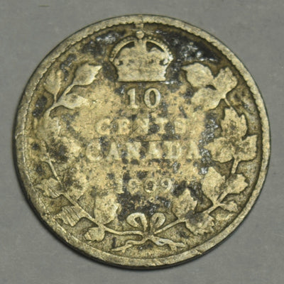 1909 Canadian 10 Cents Very Good