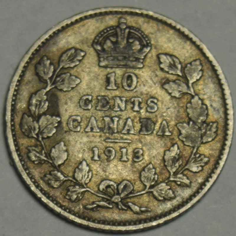 1913 Small Canadian 10 Cents . . . . VG/Fine