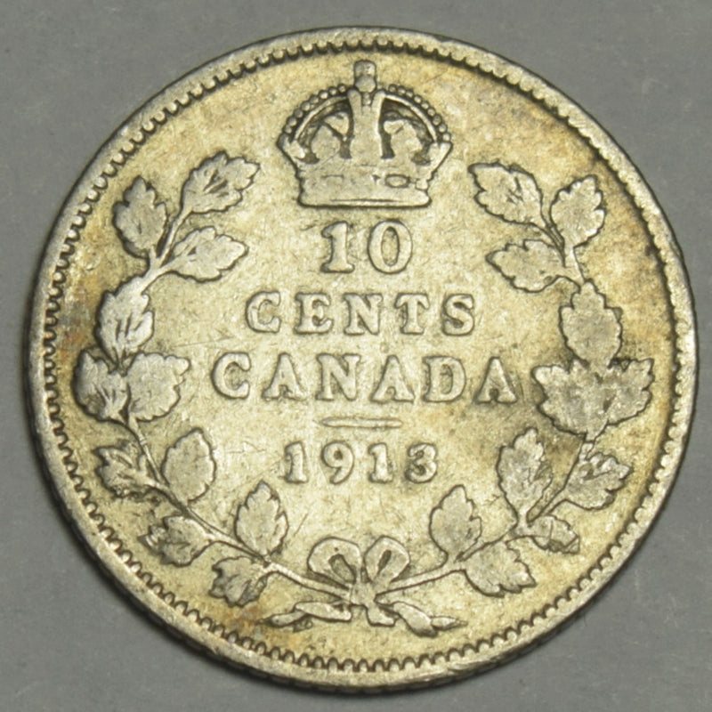 1913 Small Canadian 10 Cents . . . . Very Good
