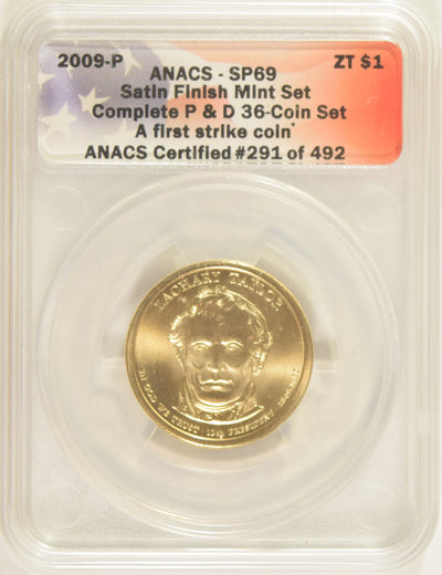 2009-P Taylor Presidential Dollar ANACS SP-69 First Strike
