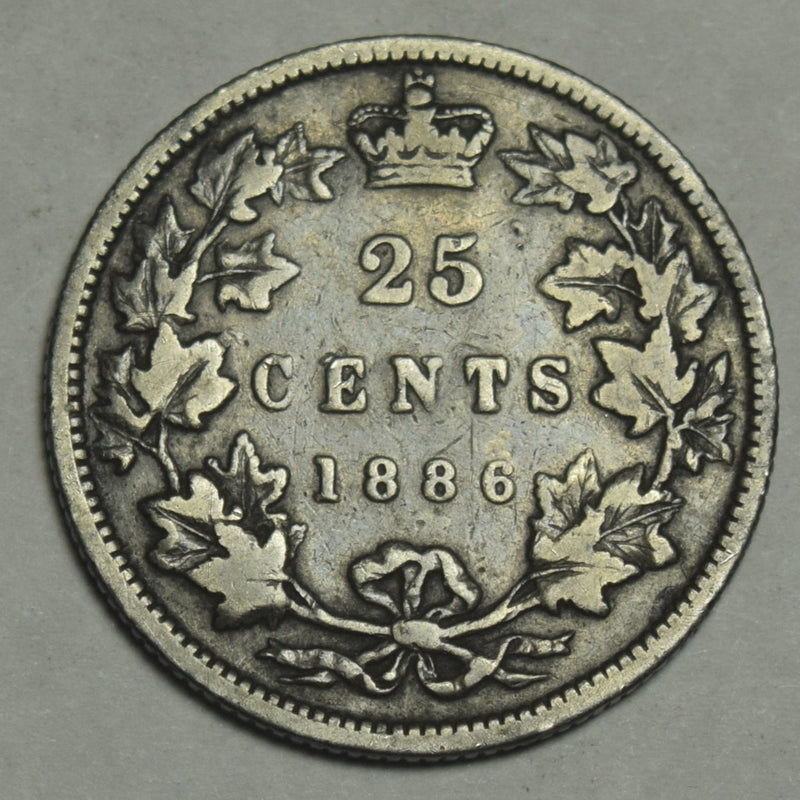 1886 Long Ends Canadian Quarter . . . . Fine/VF