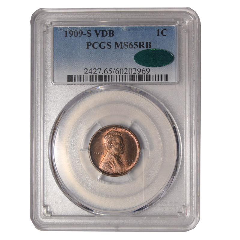 1909-S VDB Lincoln Cent . . . . PCGS MS-65 Red/Brown CAC