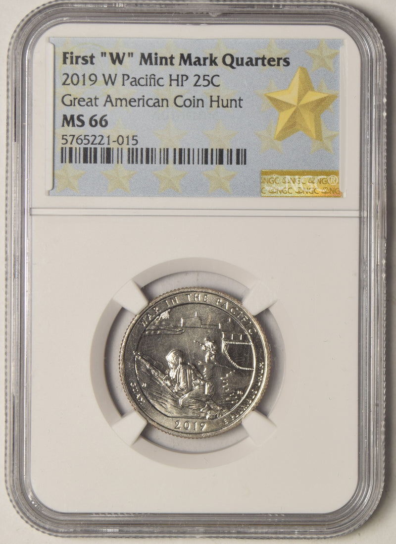2019-W Pacific Historic Park Quarter . . . . NGC MS-66 First -W- Mint Mark Quarters Great Amercian Coin Hunt
