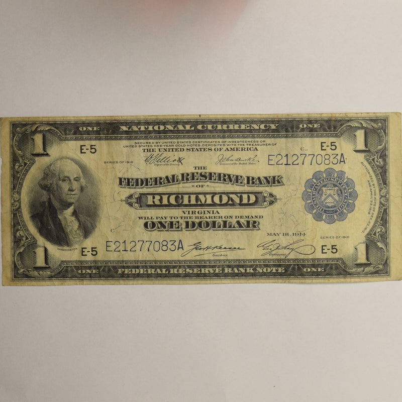 $1.00 1918 Federal Reserve Bank Richmond  . . . . Very Fine