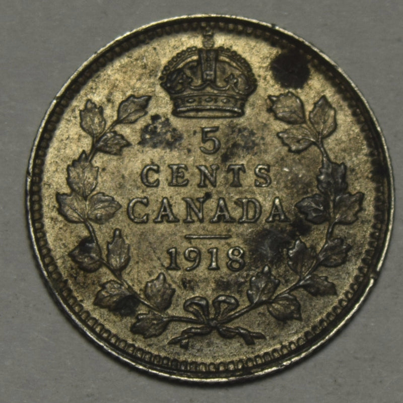 1918 Canadian 5 Cents . . . . Choice About Uncirculated