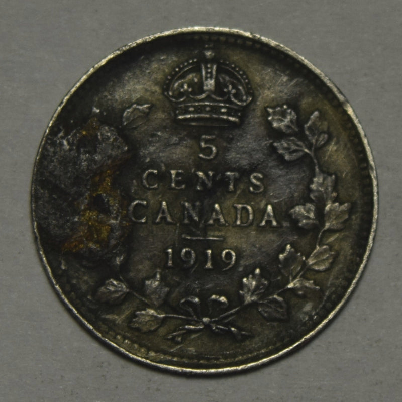 1919 Canadian 5 Cents . . . . VF/XF