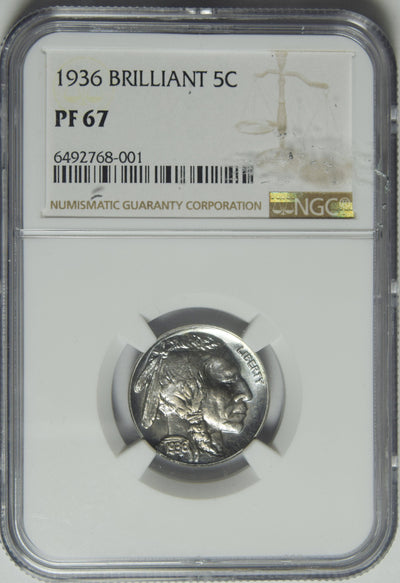 1936 Brilliant Buffalo Nickel NGC PF-67