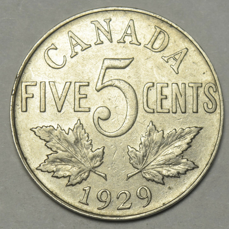 1929 Canadian 5 Cents . . . . XF/AU