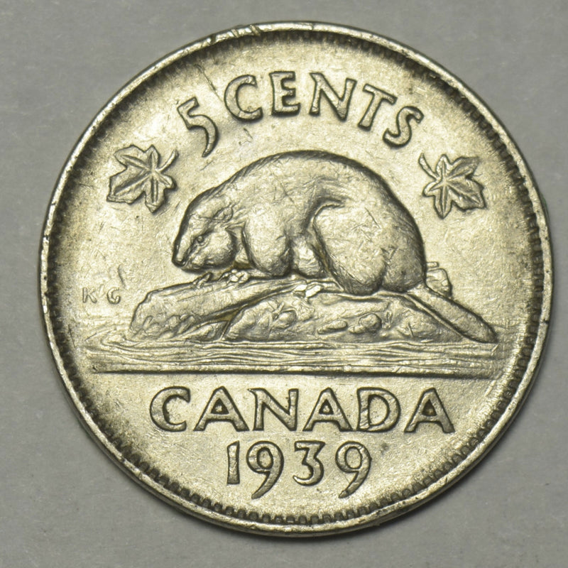 1939 Canadian 5 Cents . . . . Choice About Uncirculated