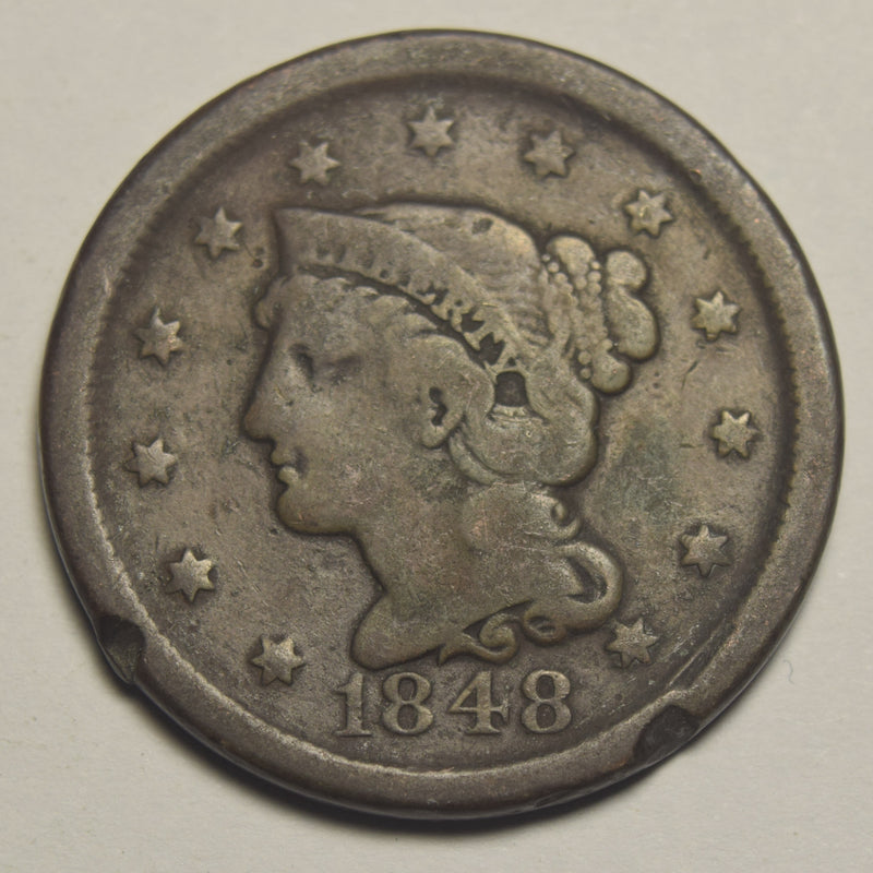 1848 Braided Hair Large Cent . . . . VG rim hits