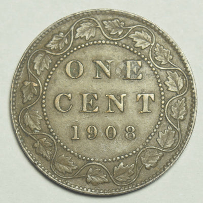 1908 Canadian Cent XF/AU