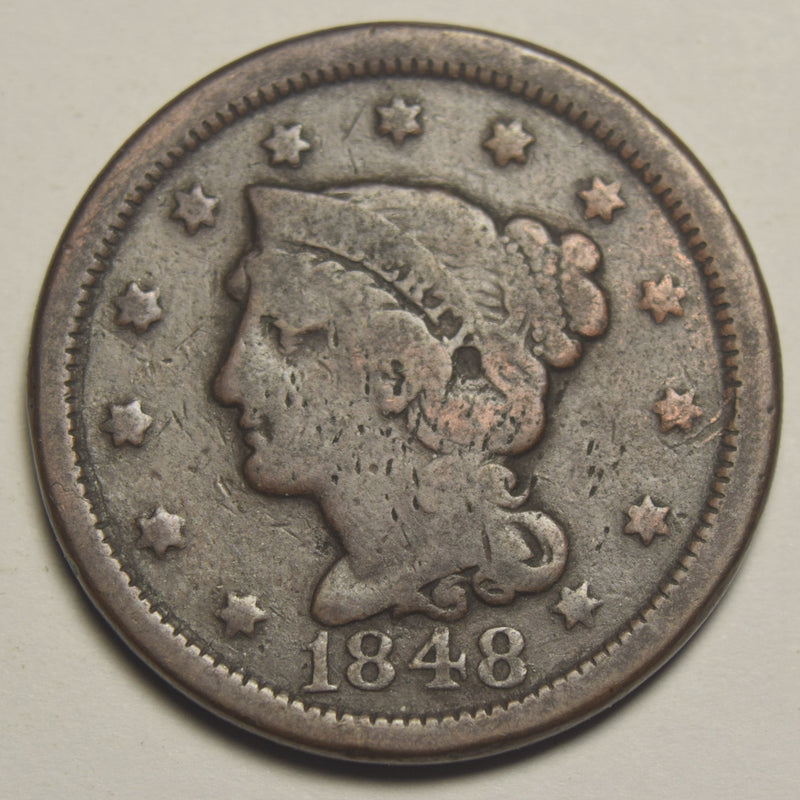 1848 Braided Hair Large Cent . . . . Very Good