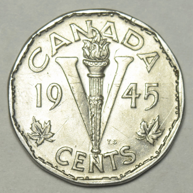 1945 Canadian 5 Cents . . . . Choice Brilliant Uncirculated