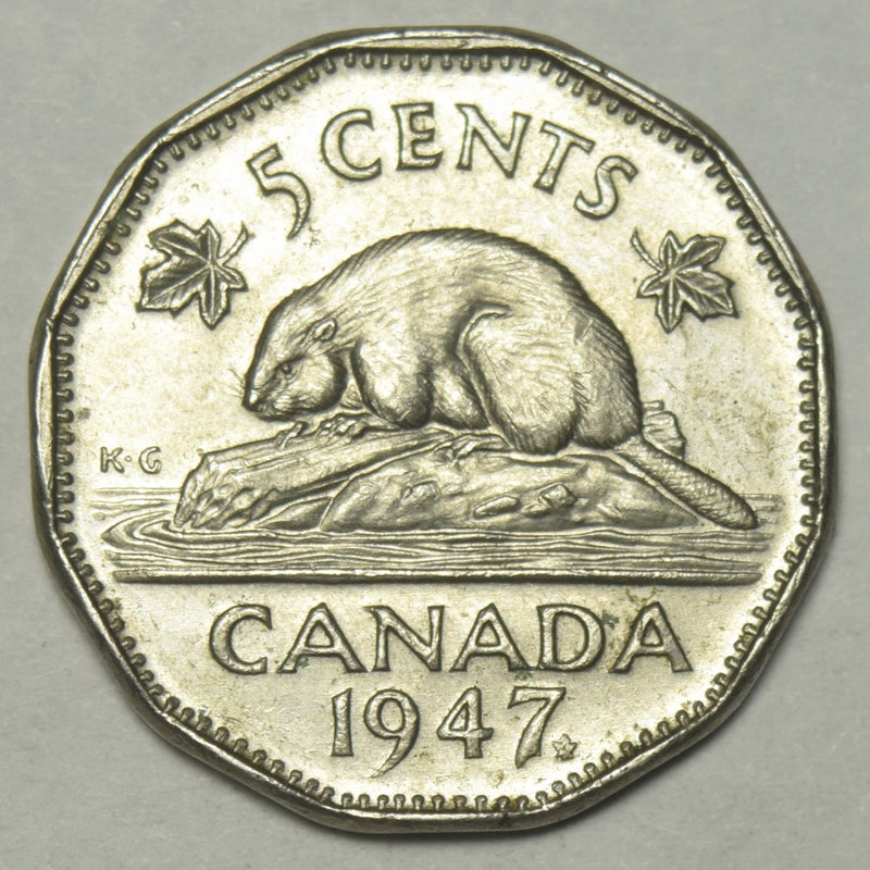 1947 ML Canadian 5 Cents . . . . Choice About Uncirculated