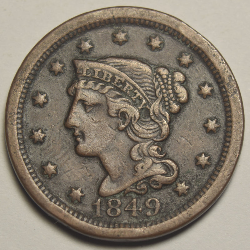 1849 Braided Hair Large Cent . . . . VF light corrosion