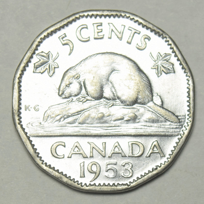 1953 Canadian 5 Cents . . . . Choice About Uncirculated