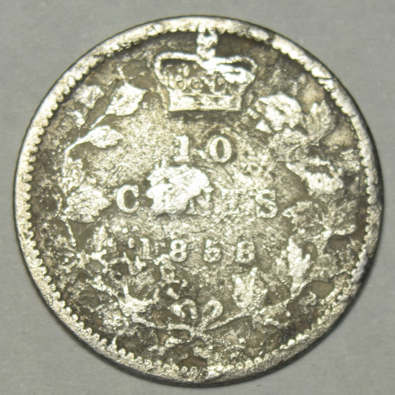 1858 Canadian 10 Cents . . . . About Good
