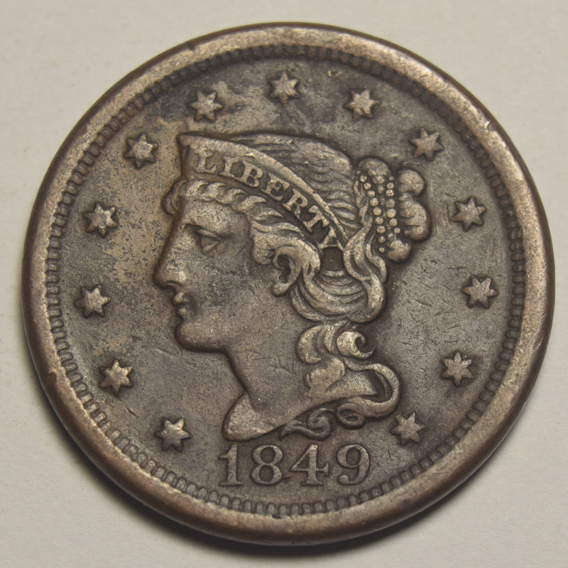 1849 Braided Hair Large Cent Choice About Uncirculated