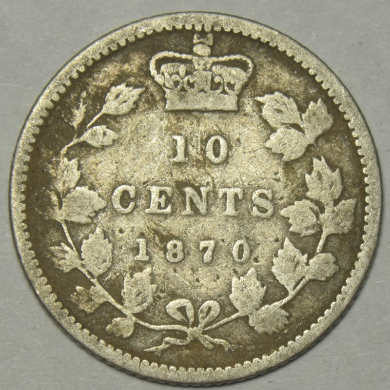 1870 Narrow O Canadian 10 Cents . . . . Good