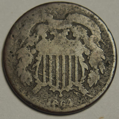 1864 Two Cent Piece AG rough