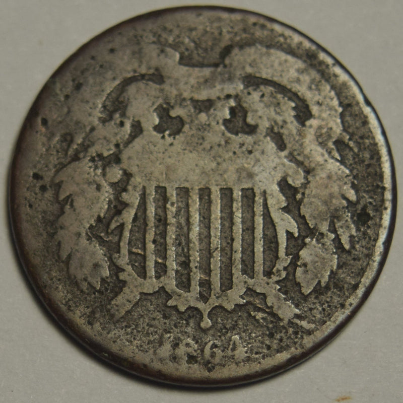 1864 Two Cent Piece AG rough