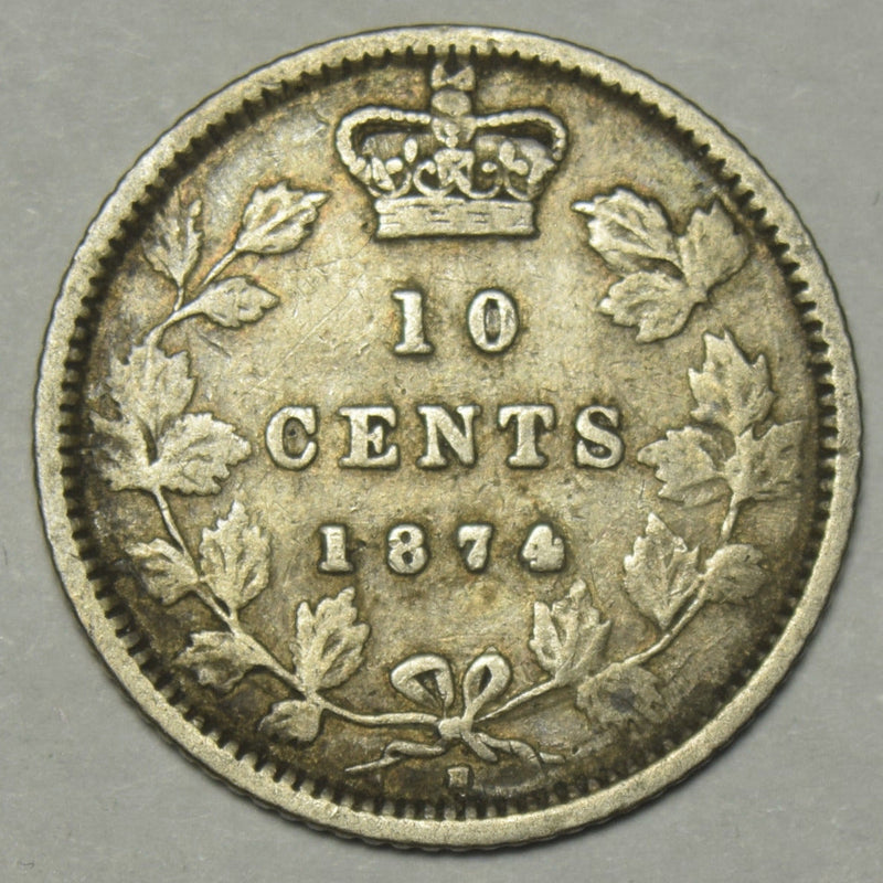 1874-H Canadian 10 Cents Very Fine