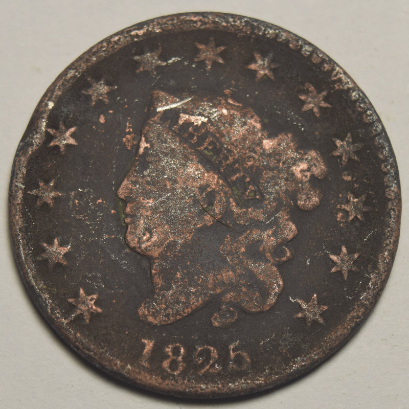 1825 Coronet Head Large Cent . . . . VG badly corroded
