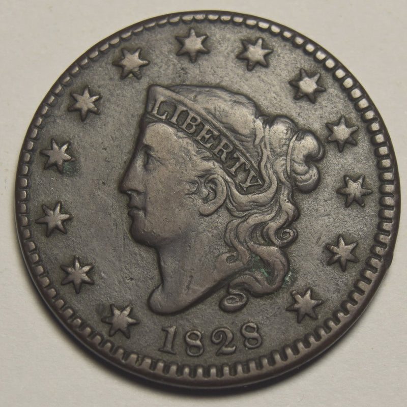 1828 Small Wide Date Coronet Head Large Cent . . . . VF/XF