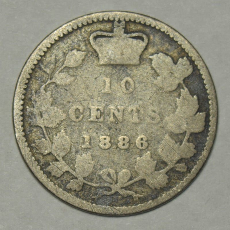 1886 Large 6 Canadian 10 Cents . . . . Good/VG