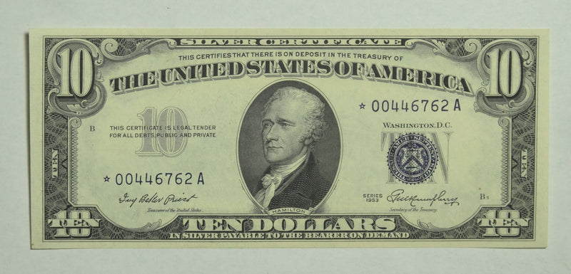 $10.00 1953 Silver Certificate STAR Gem Crisp Uncirculated