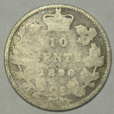 1890-H Canadian 10 Cents About Good