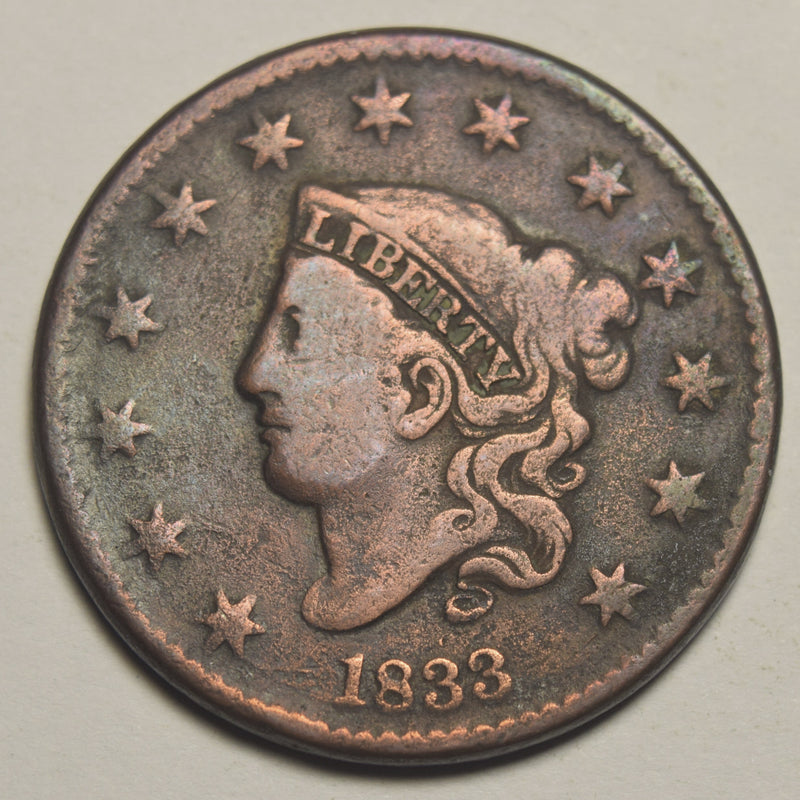 1833 Coronet Head Large Cent . . . . Fine